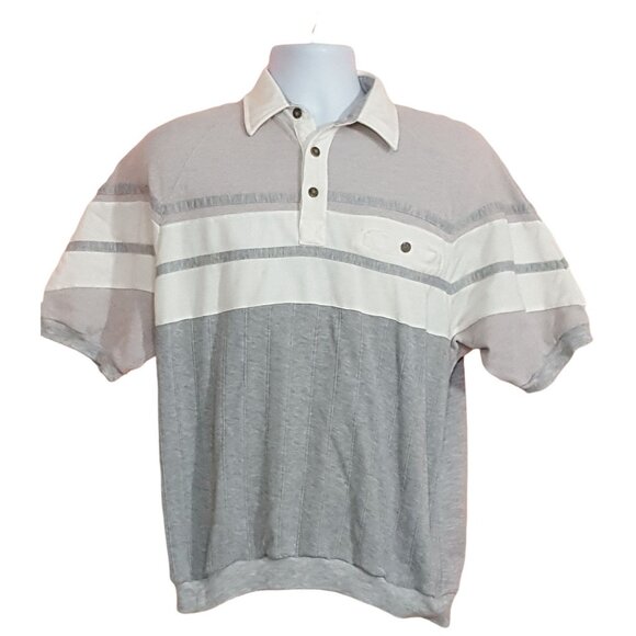 LD Sport Vintage Mens Short Sleeve Banded Polo Shirt Medium Gray - Picture 1 of 7